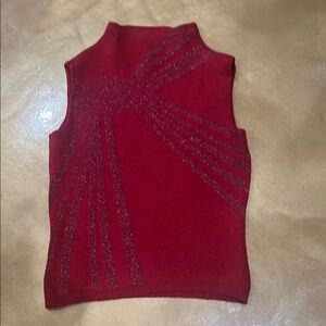 Bebe Red Glittery Knit Top, excellent condition. With stretch.